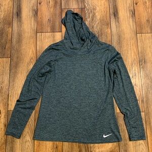 Nike Dri-FIT Charcoal long sleeve with hoodie - Size: M